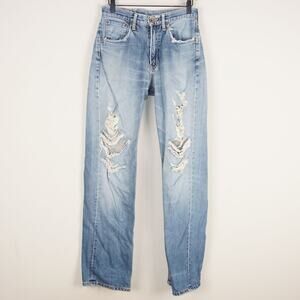 Edwin 505X Straight Leg Destroyed Ripped Selvedge Straight Leg Jeans Sz 29 x 34